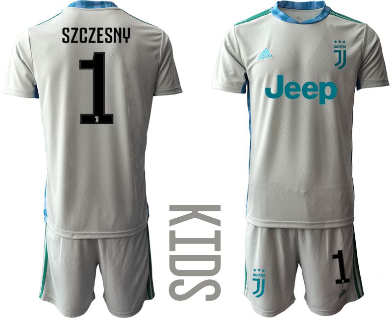 Youth 2020-2021 club Juventus gray goalkeeper #1 Soccer Jerseys